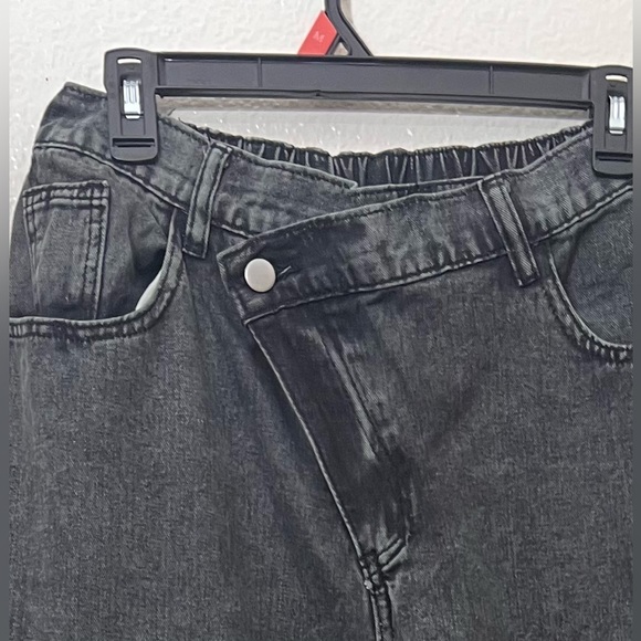 NWOT SXY Plus Women Plain Casual Wide Leg Denim Jeans size 12 (0XL) Color Black - Picture 3 of 8